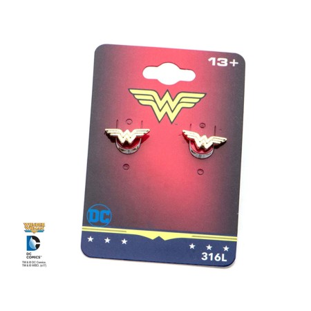 Gold-plated Steel Wonder Woman Stud Earrings - Click Image to Close